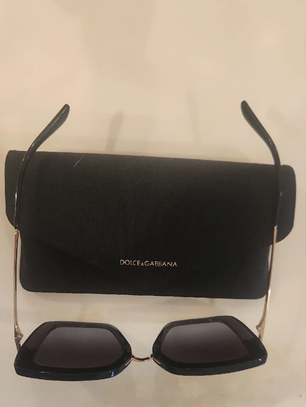 Dolce & Gabbana Black Sunglasses with Gold Accents